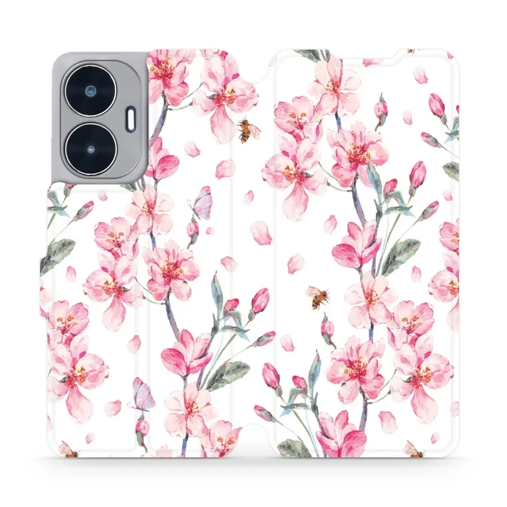 Etui z klapką do Realme C55, Mobiwear Book, różowa wiosna