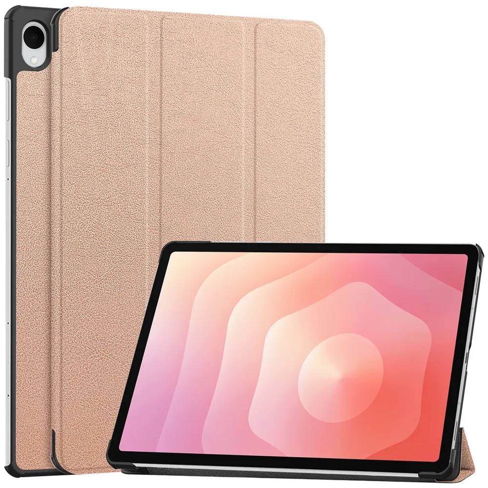 Etui z klapką Bizon Case Tab Croc do Galaxy Tab S12 Plus, różowozłote