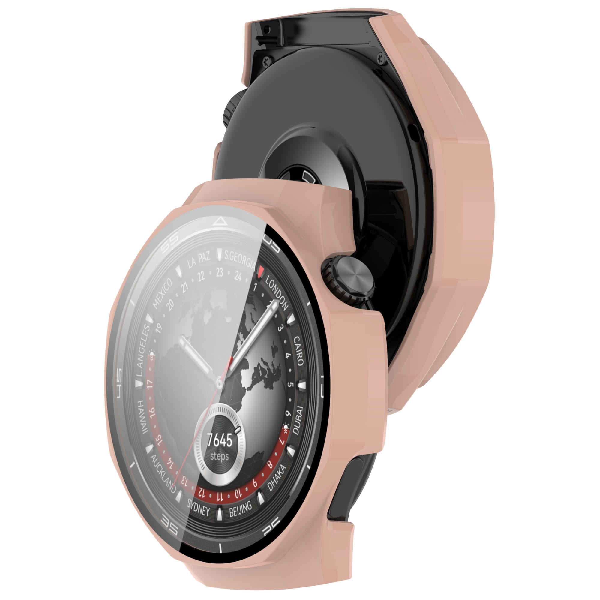 Etui ze szkłem do zegarka Bizon Case Watch Adamo do Huawei Watch GT5 Pro 46 mm różowe