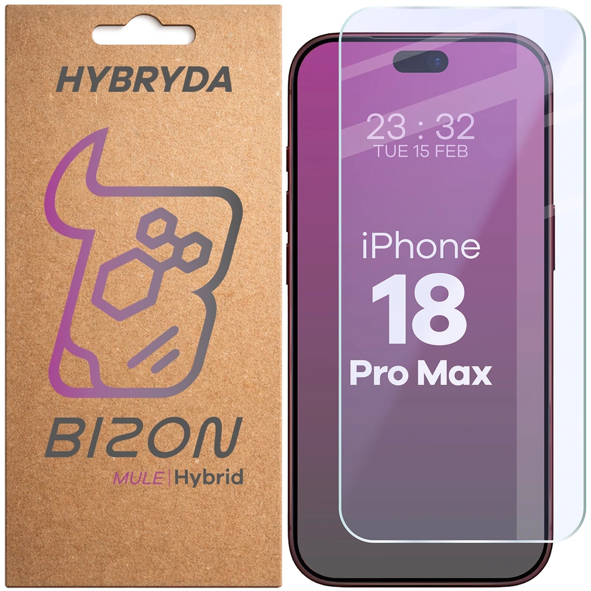 Elastyczne szkło hybrydowe Bizon Hybrid Mule do iPhone 18 Pro Max