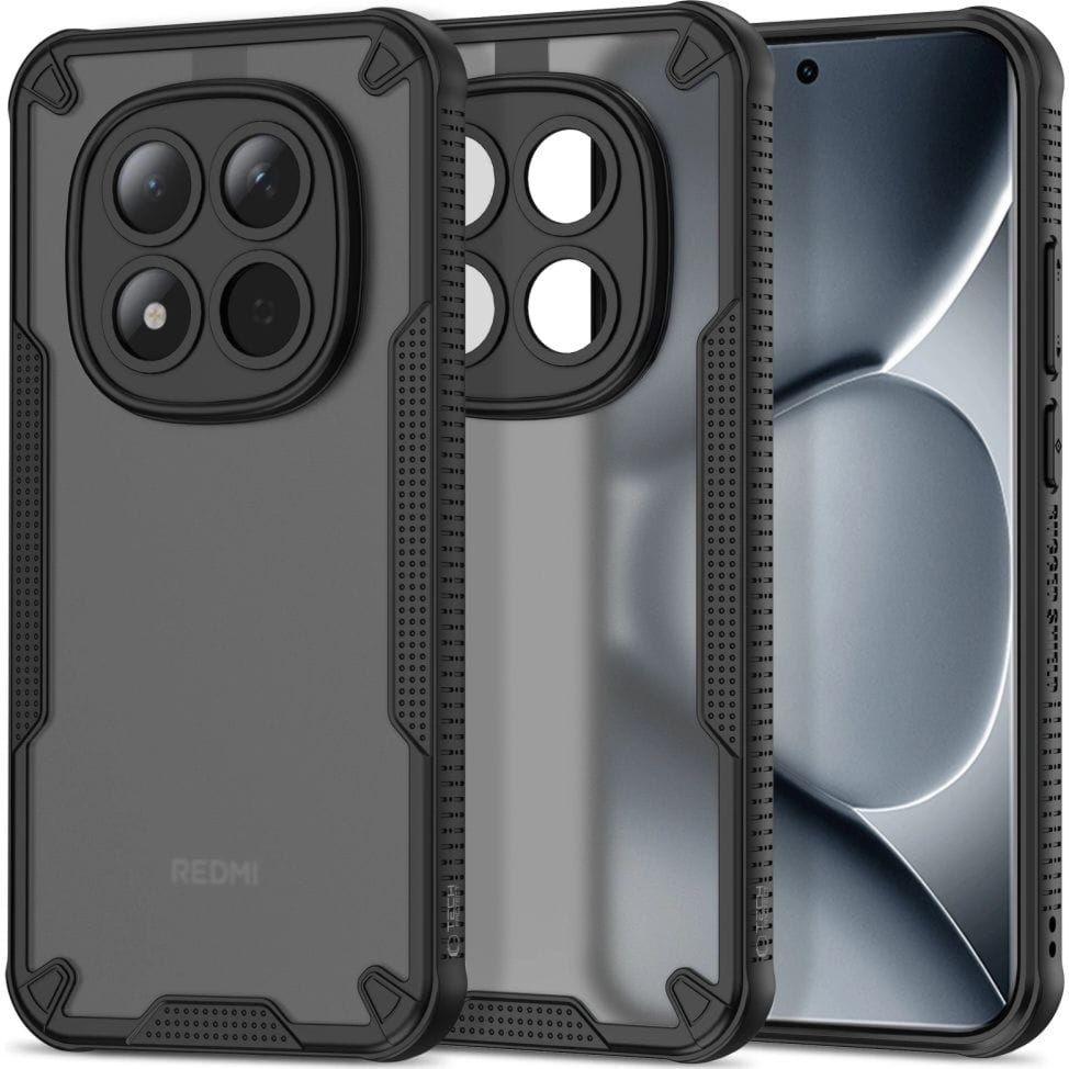 OUTLET: Etui Tech-Protect Rugged Shield do Xiaomi Redmi Note 15 Pro Plus 5G / POCO M8 Pro 5G, matowe przydymione z czarną ramką