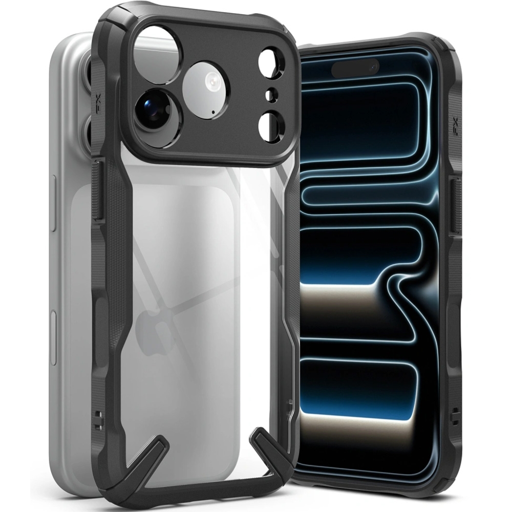 Etui Ringke Fusion X do iPhone 18 Pro Max / 17 Pro Max, przezroczyste z czarną ramką