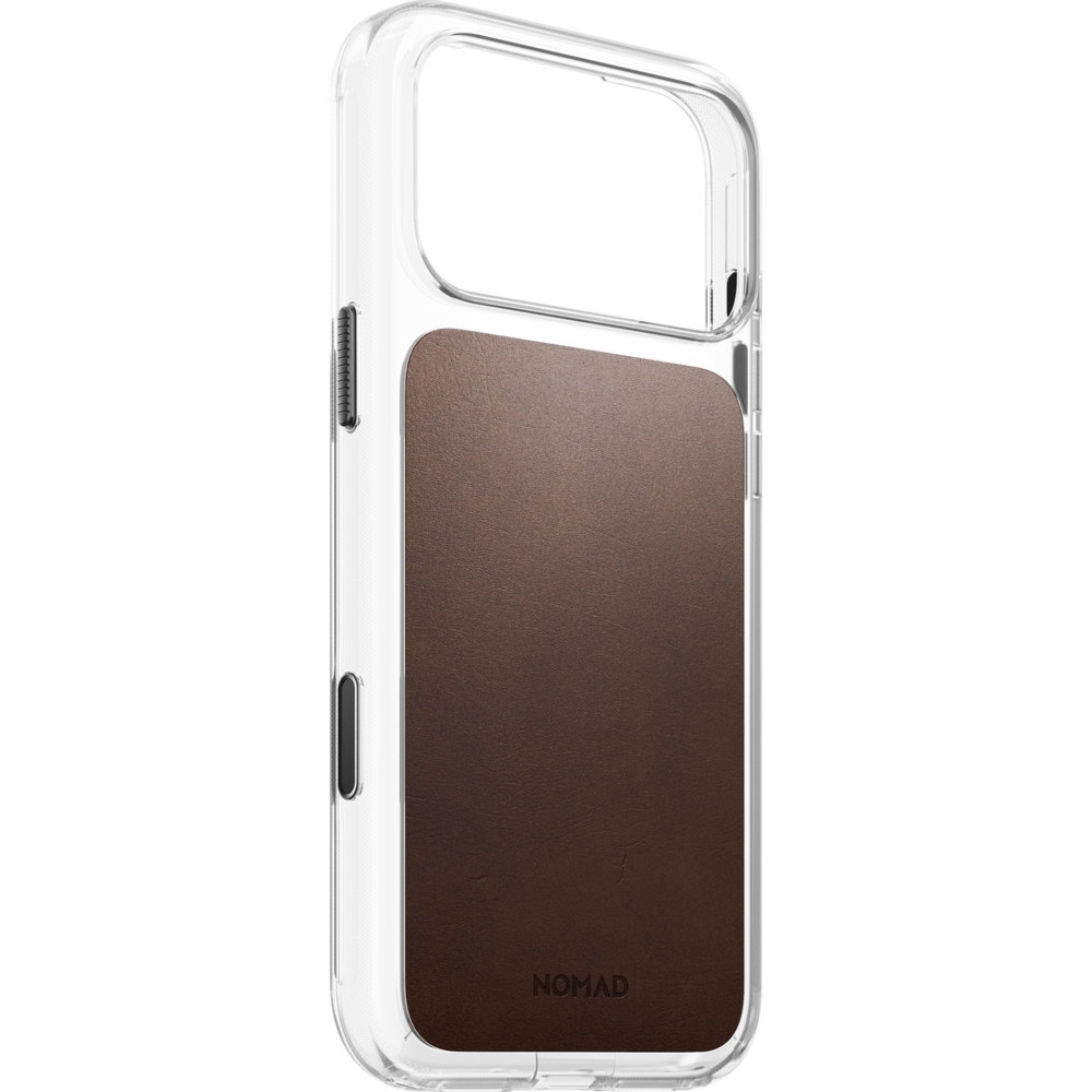 Etui z naturalnej skóry Nomad Clear Leather Case Horween Series do MagSafe do iPhone 18 Pro Max / 17 Pro Max, przezroczysto-rustykalne brązowe
