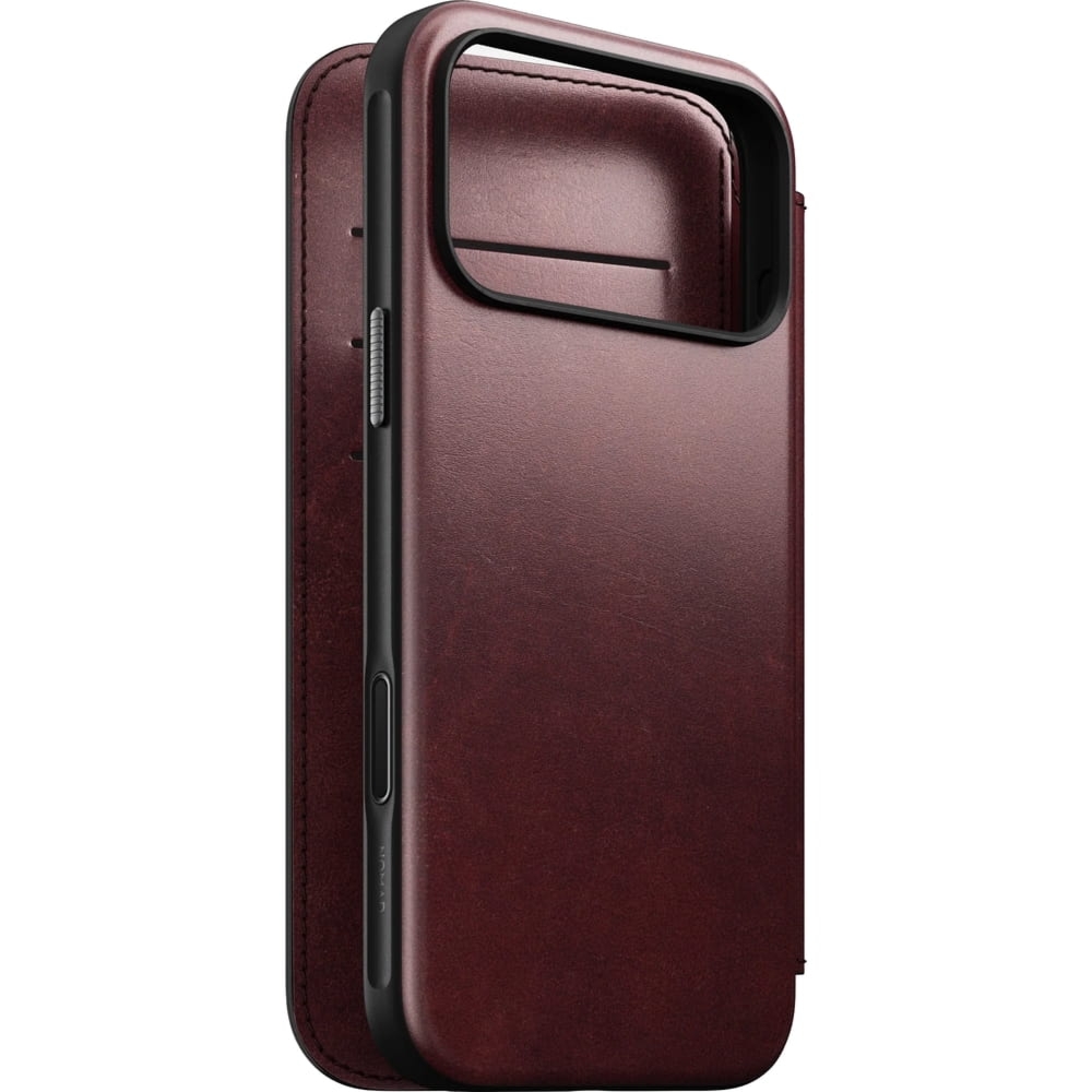 Etui z klapką Nomad Modern Leather Folio Horween Series do MagSafe, do iPhone 17 Pro Max, bordowe