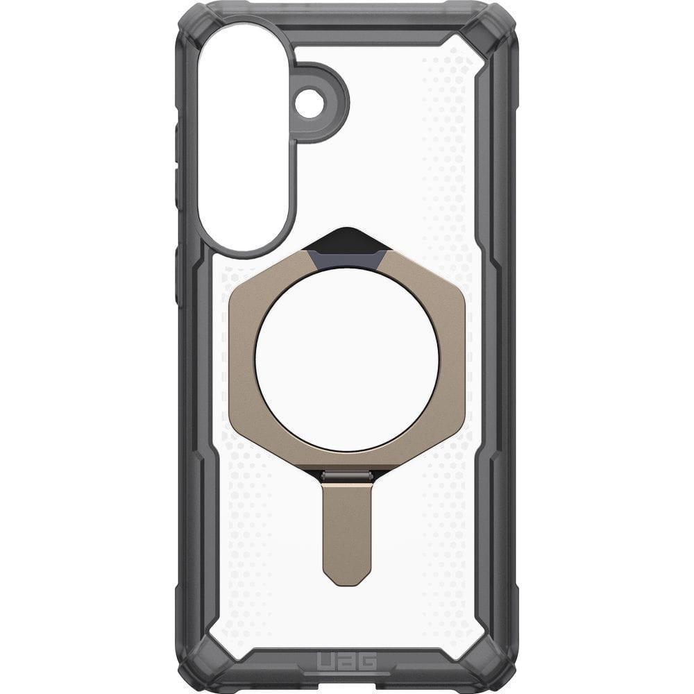 Etui pancerne Urban Armor Gear Plasma XTE Mag do MagSafe do Galaxy S26 Plus, przezroczysto-szare z tytanowym elementem