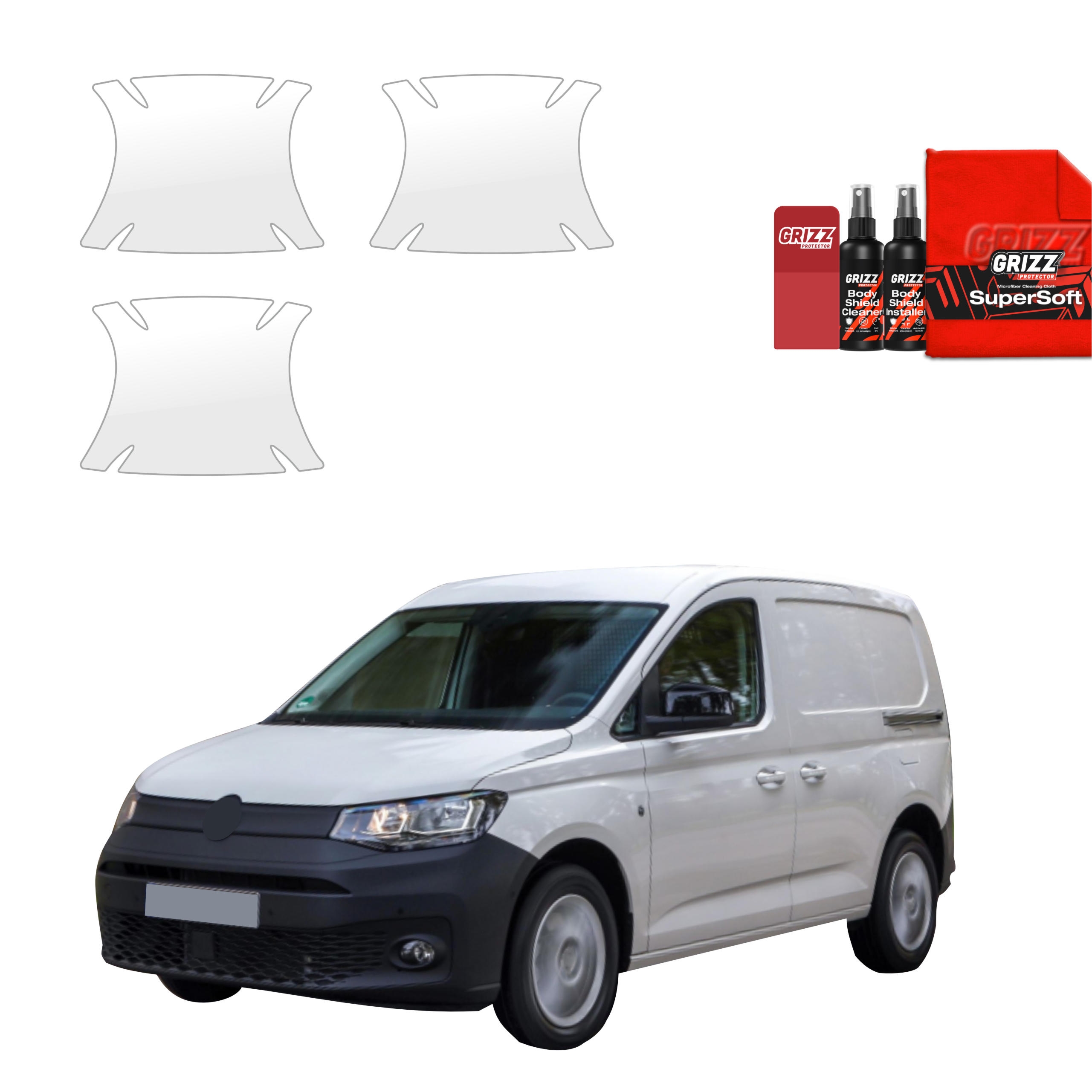 3w1 Bezbarwna folia ochronna Grizz Protector pod klamki Volkswagen Caddy Cargo (2020-2026)