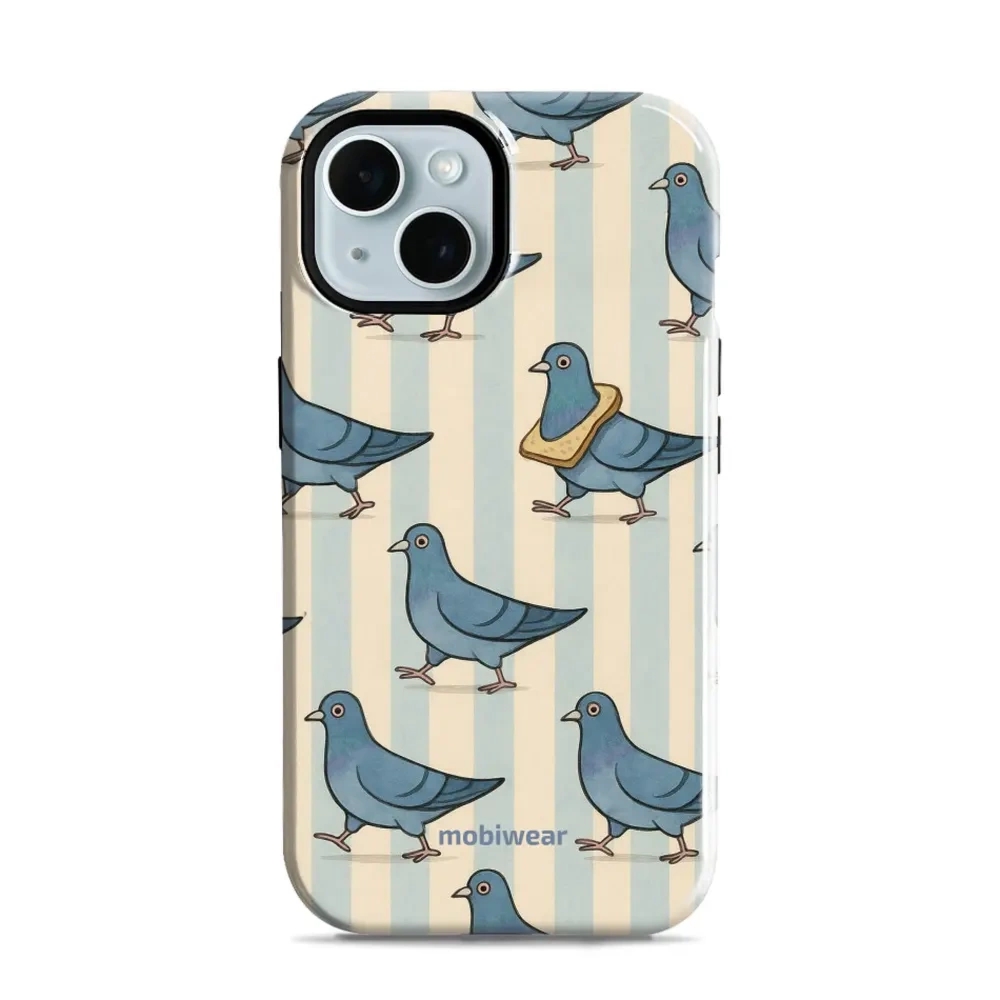 Etui ochronne do iPhone 15, Mobiwear Elite Pro, błękitne gołębie
