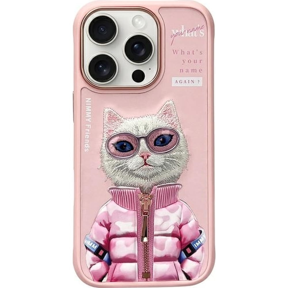 Image of Etui Nimmy Cool&Cute 2.0 Cat do iPhone 16 Pro Max, różowe z kotkiem