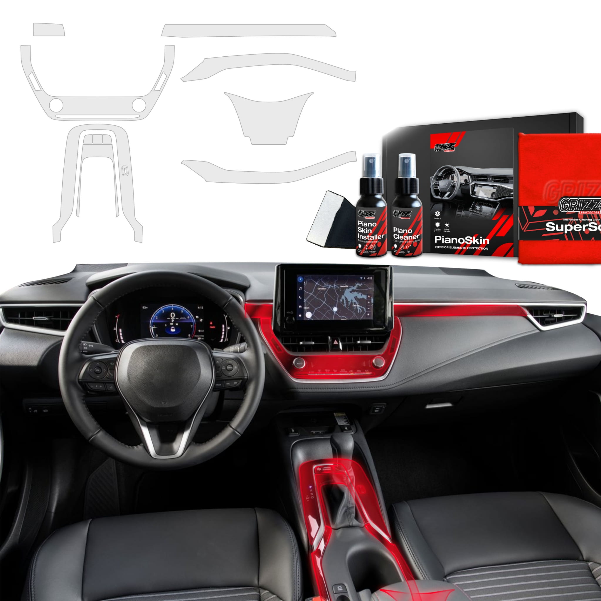 7w1 Folia ochronna Grizz Protector do wnętrza Toyota Corolla DSG (2019-2026) Antyodciskowa PianoSkin