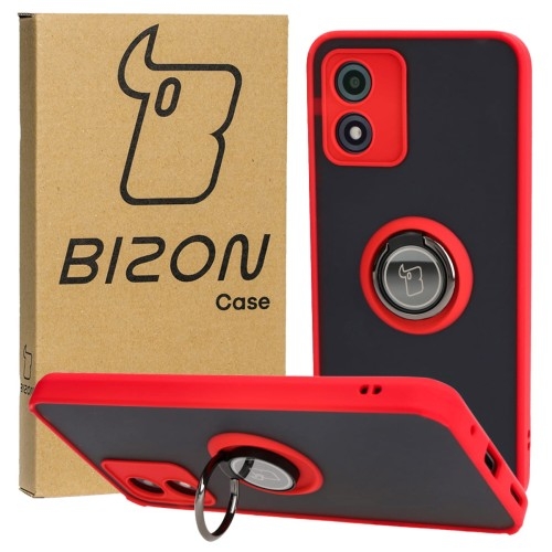 Image of Etui Bizon Case Hybrid Ring do Motorola Moto E13, czerwone