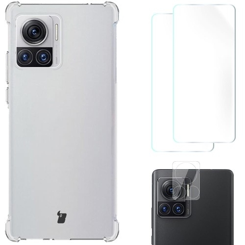 Image of Etui + 2x folia + obiektyw Bizon Case Clear Pack do Motorola Edge 30 Ultra, przezroczyste