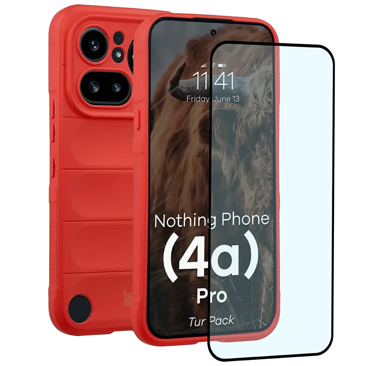 Pancerne etui + szkło hartowane Bizon Tur Pack do Nothing Phone (4a) Pro, czerwone
