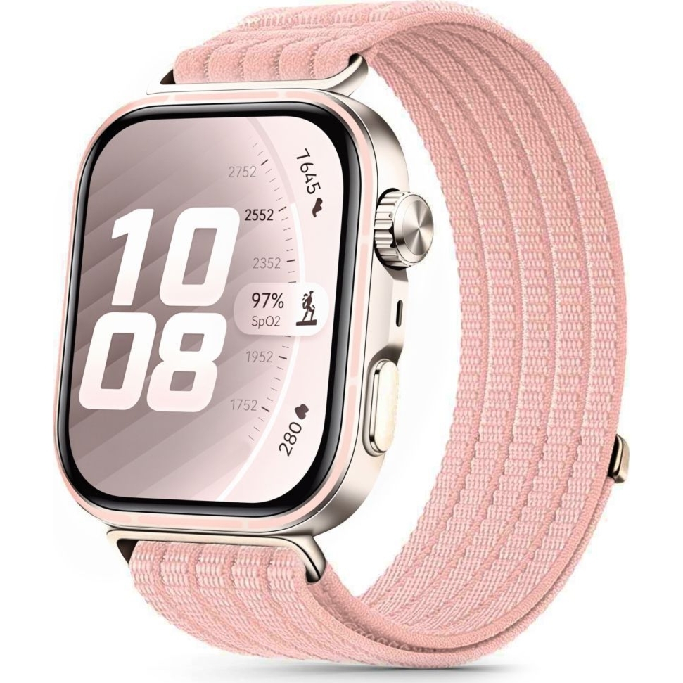 Pasek Tech-Protect Nylon do Huawei Watch Fit 5 / 5 Pro / 4 / 4 Pro / 3,  jasny różowy