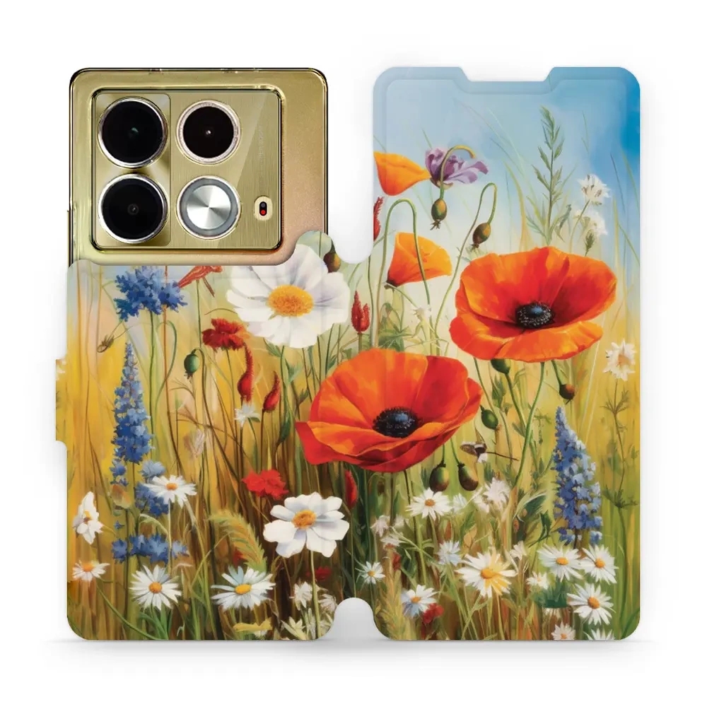 Image of Etui z klapką do Infinix Note 40, Mobiwear Book, łąkowe kwiaty