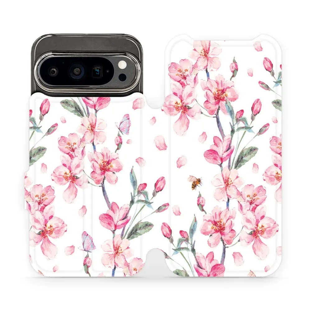 Etui z klapką do Google Pixel 9 Pro, Mobiwear Book, różowa wiosna