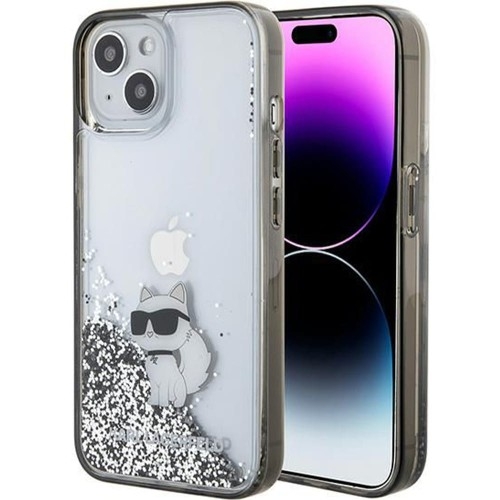 Image of Etui Karl Lagerfeld Hardcase Liquid Glitter Choupette do iPhone 15, przezroczyste