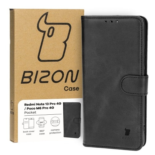 Image of Etui Bizon Case Pocket do Xiaomi Redmi Note 13 Pro 4G / Xiaomi Poco M6 Pro 4G, czarne