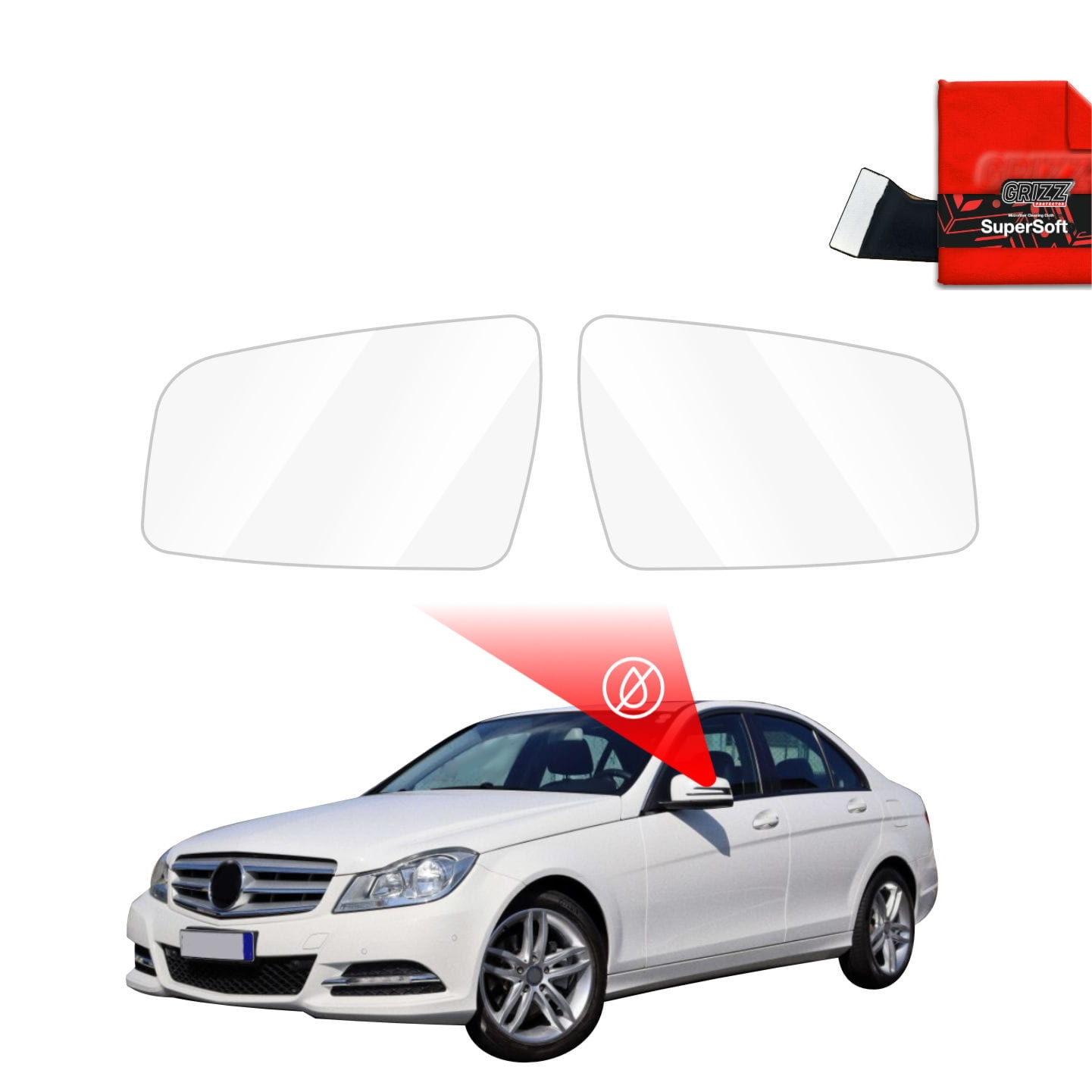 Folia przeciwdeszczowa Grizz Protector na lusterka do Mercedes Benz C Klasa W204 Sedan Facelifting (2011-2014)