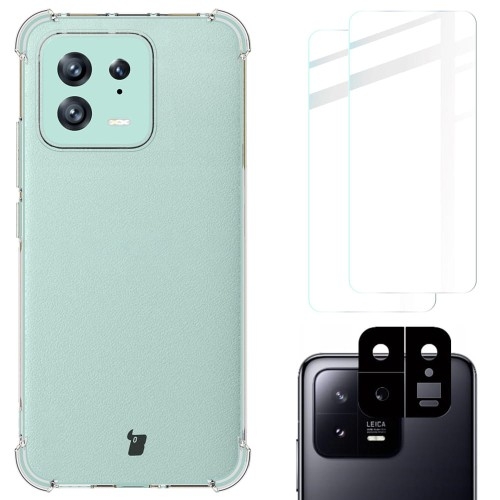 Image of Etui + 2x szkło + obiektyw Bizon Case Clear Pack do Xiaomi 13, przezroczyste