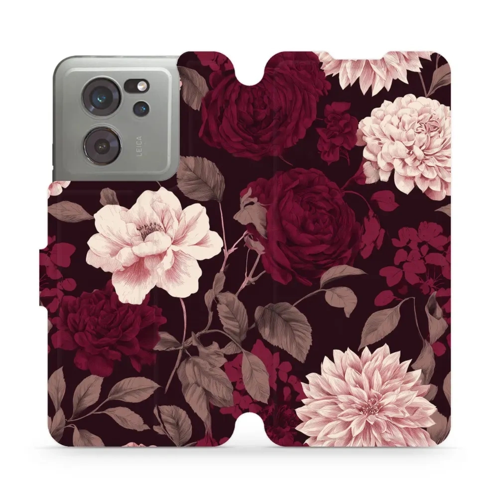 Etui z klapką do Xiaomi 13T Pro, Mobiwear Book, wino i dalie