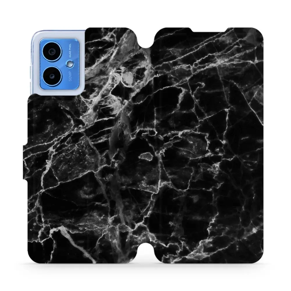 Etui z klapką do Motorola Moto G14, Mobiwear Book, czarny marmur