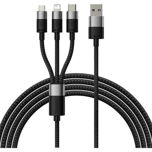 Image of Kabel Baseus StarSpeed 3w1 USB-A do USB-C / Lightning / MicroUSB 3.5A, 1,2m, czarny