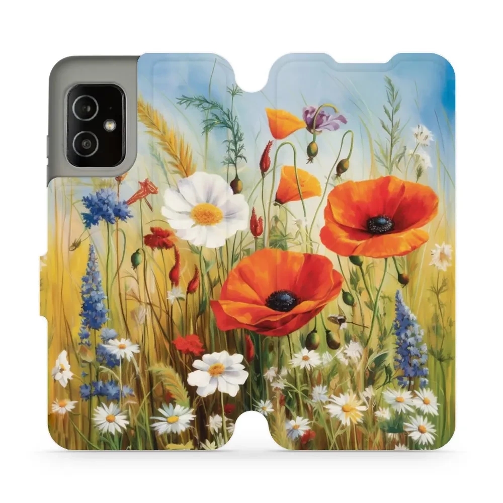 Image of Etui z klapką do Asus Zenfone 8, Mobiwear Book, łąkowe kwiaty