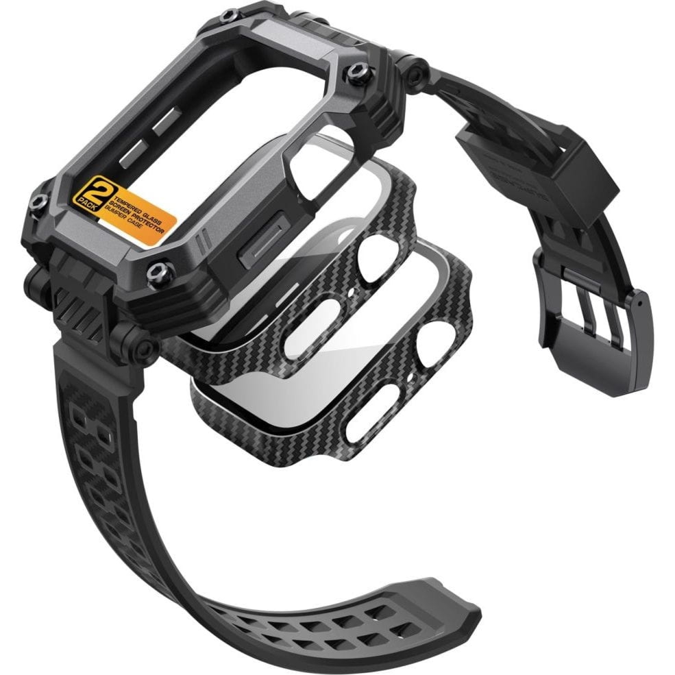 OUTLET: Etui z paskiem + 2 szkła Supcase UB Pro do Apple Watch 45 / 44 mm, czarne