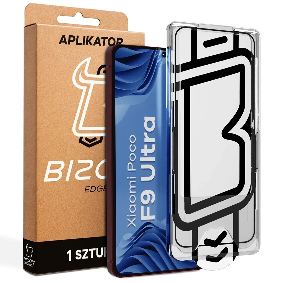 Szkło hartowane z ramką aplikacyjną Bizon Glass Aplikator Edge do Xiaomi POCO F9 Ultra, 1 zestaw