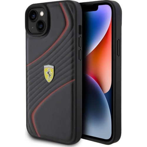 Image of Etui Ferrari HardCase Twist Metal Logo do iPhone 15 Plus, czarne
