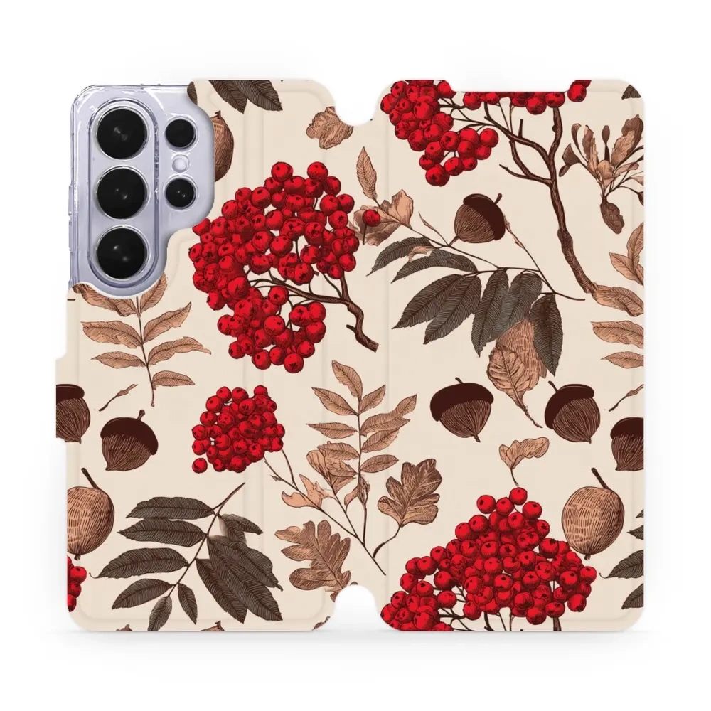 Etui z klapką do Galaxy S26 Ultra, Mobiwear Book, jarzębina na ecru