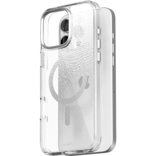 Image of Etui Moshi iGlaze z MagSafe do iPhone 16 Pro, przezroczysto-wzorzyste ze srebrnym