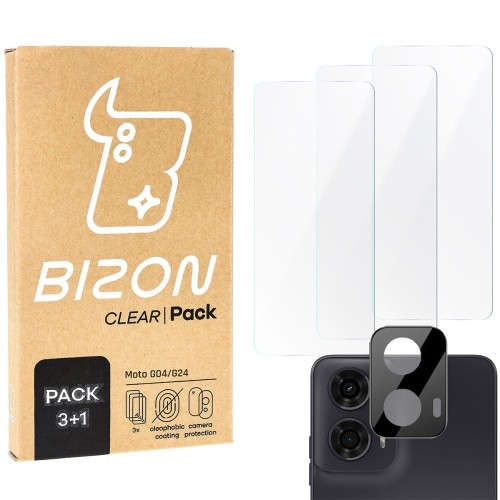 Image of 3x Szkło hartowane + szybka na aparat Bizon Clear 2 Pack do Motorola Moto G04/G24