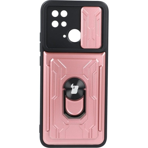 Image of Etui Bizon Case Camshield Card Slot Ring do Xiaomi Redmi 10C, jasnoróżowe