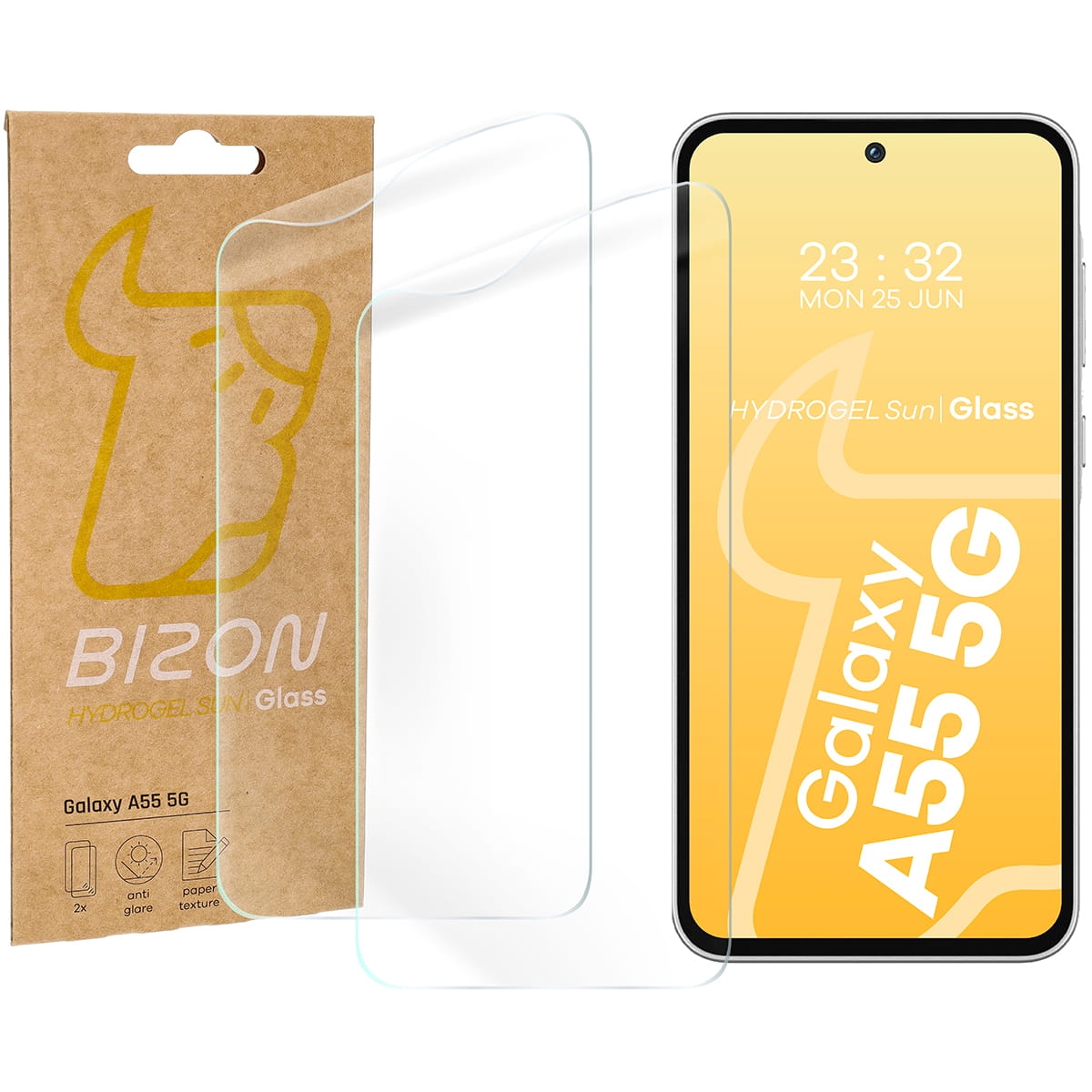 Image of Folia matowa Bizon Glass Film Sun do Galaxy A55 5G, 2 sztuki