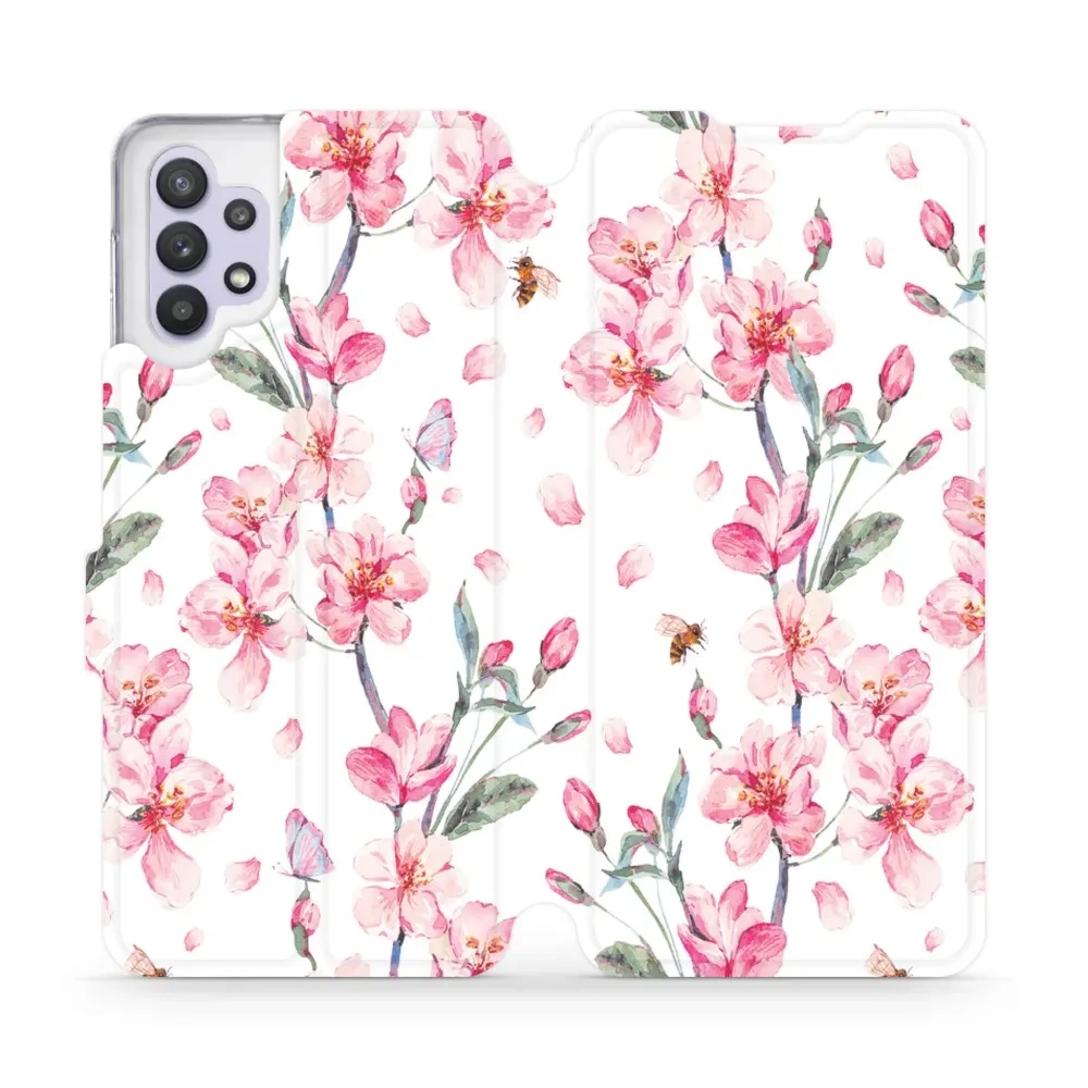 Etui z klapką do Galaxy A32 5G, Mobiwear Book, różowa wiosna