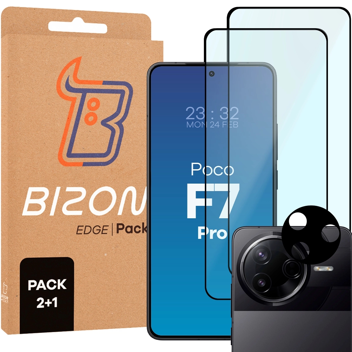 Image of 2x Szkło + szybka na aparat Bizon Edge 2 Pack do Xiaomi Poco F7 Pro