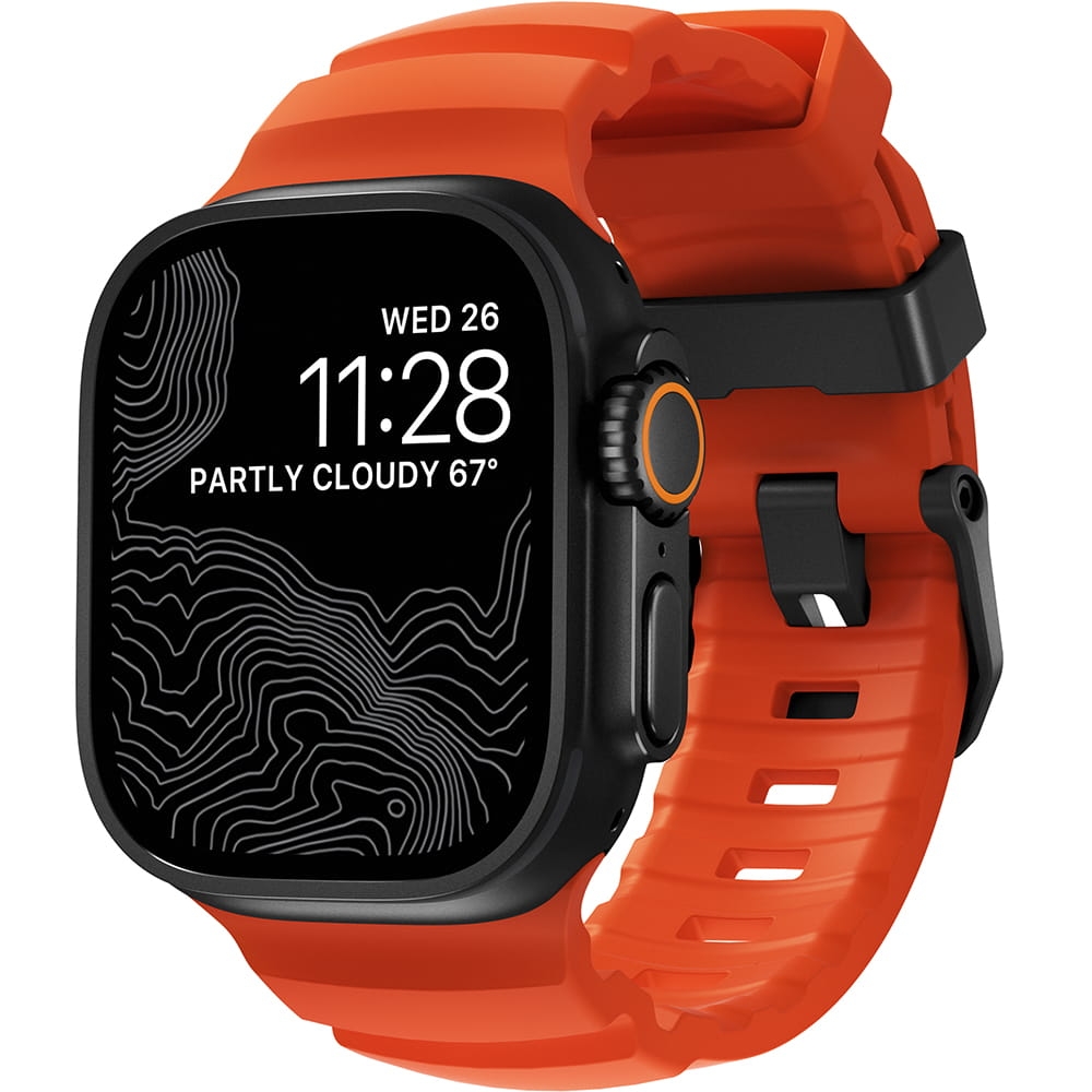 Image of Pasek Nomad Rocky Point Band do Apple Watch 49/46/45/44 mm, pomarańczowo-czarny