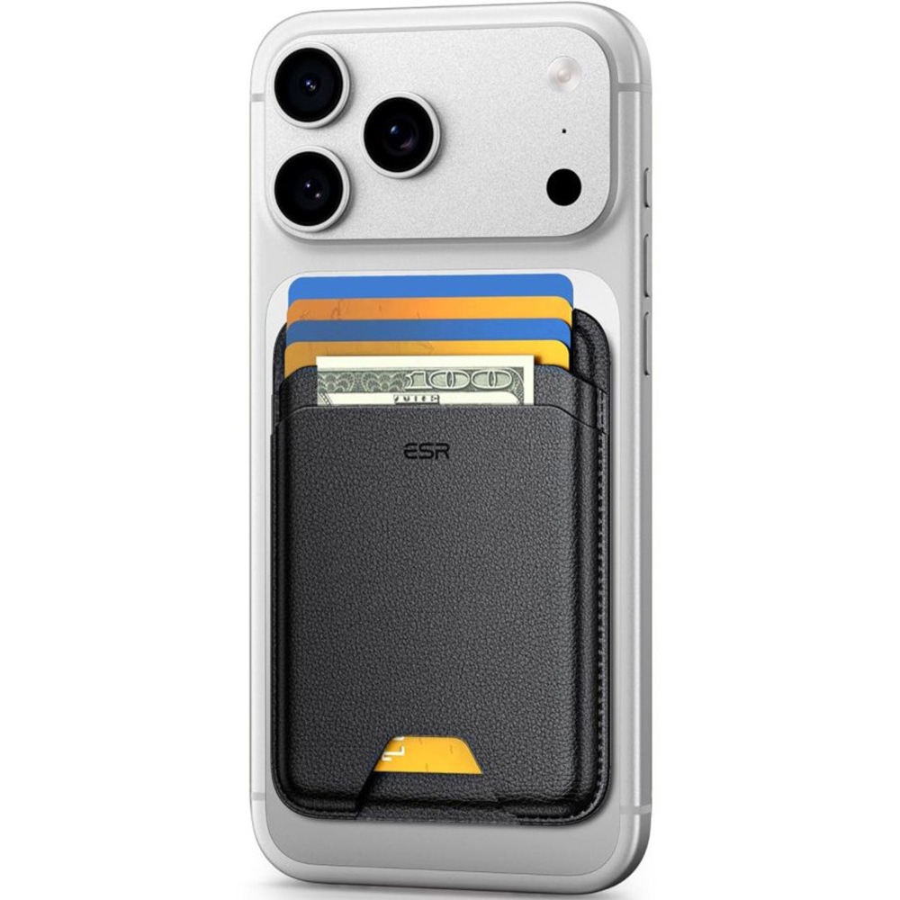 Portfel na karty z blokadą RFID ESR Magnetic Wallet do MagSafe, czarny