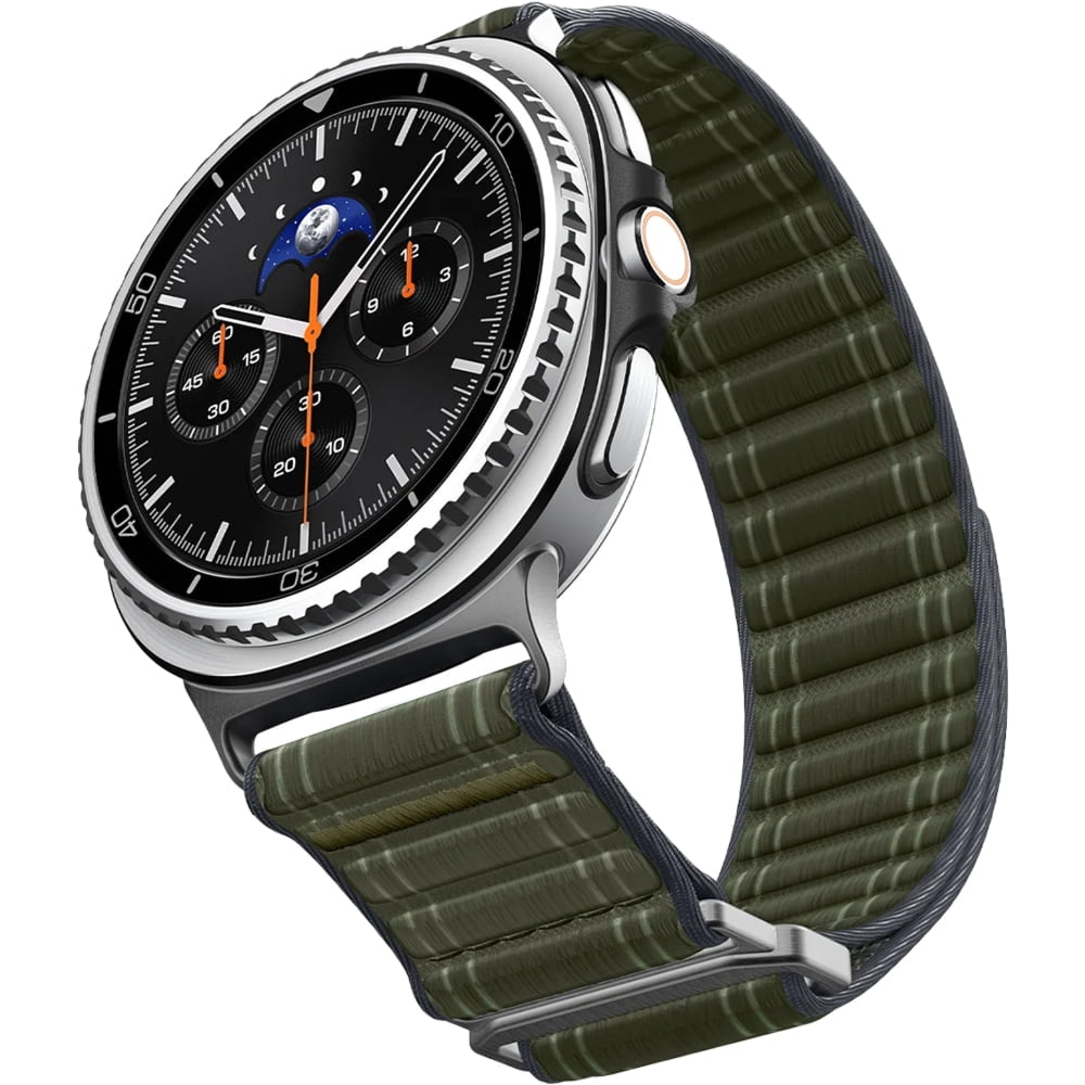 Pasek z nylonu Spigen WBF0 do Galaxy Watch 8 / 8 Classic, ciemno-zielony