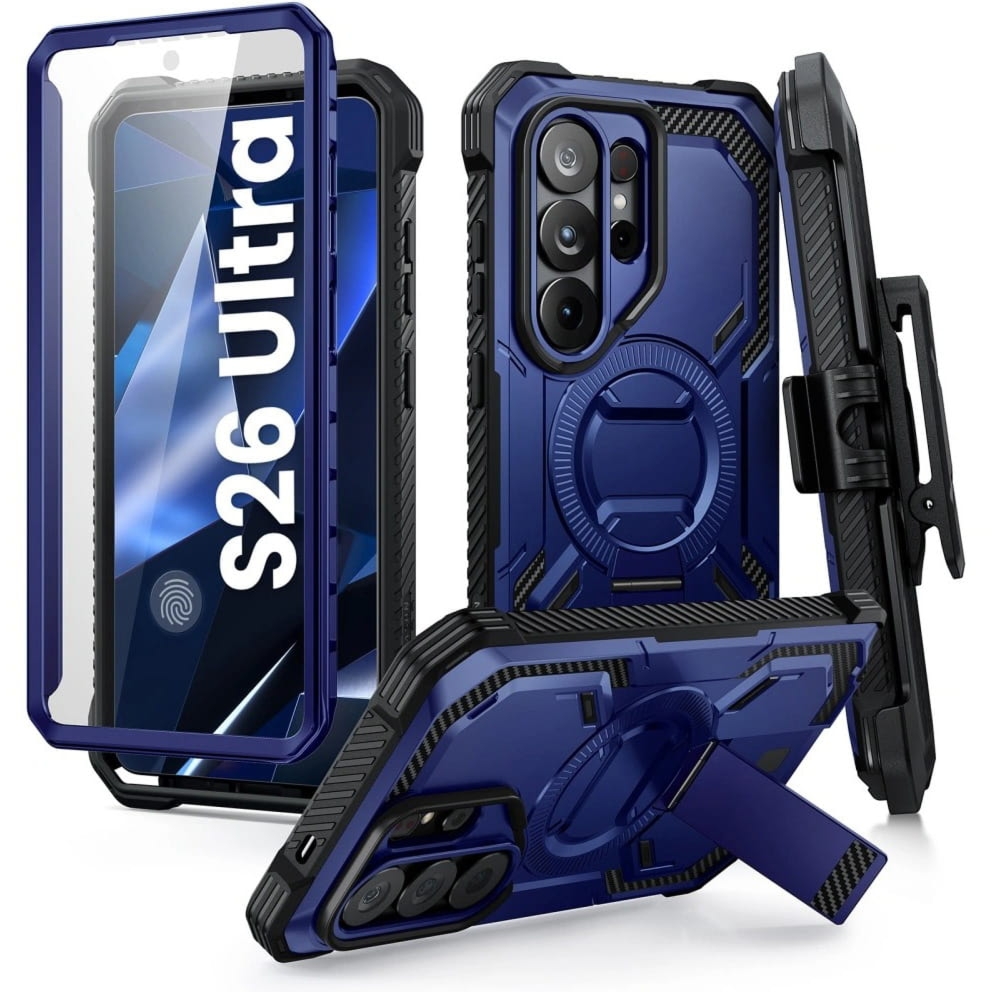 Etui pancerne Supcase i-Blason Armorbox Mag KickStand Clip SP do MagSafe do Galaxy S26 Ultra, granatowe