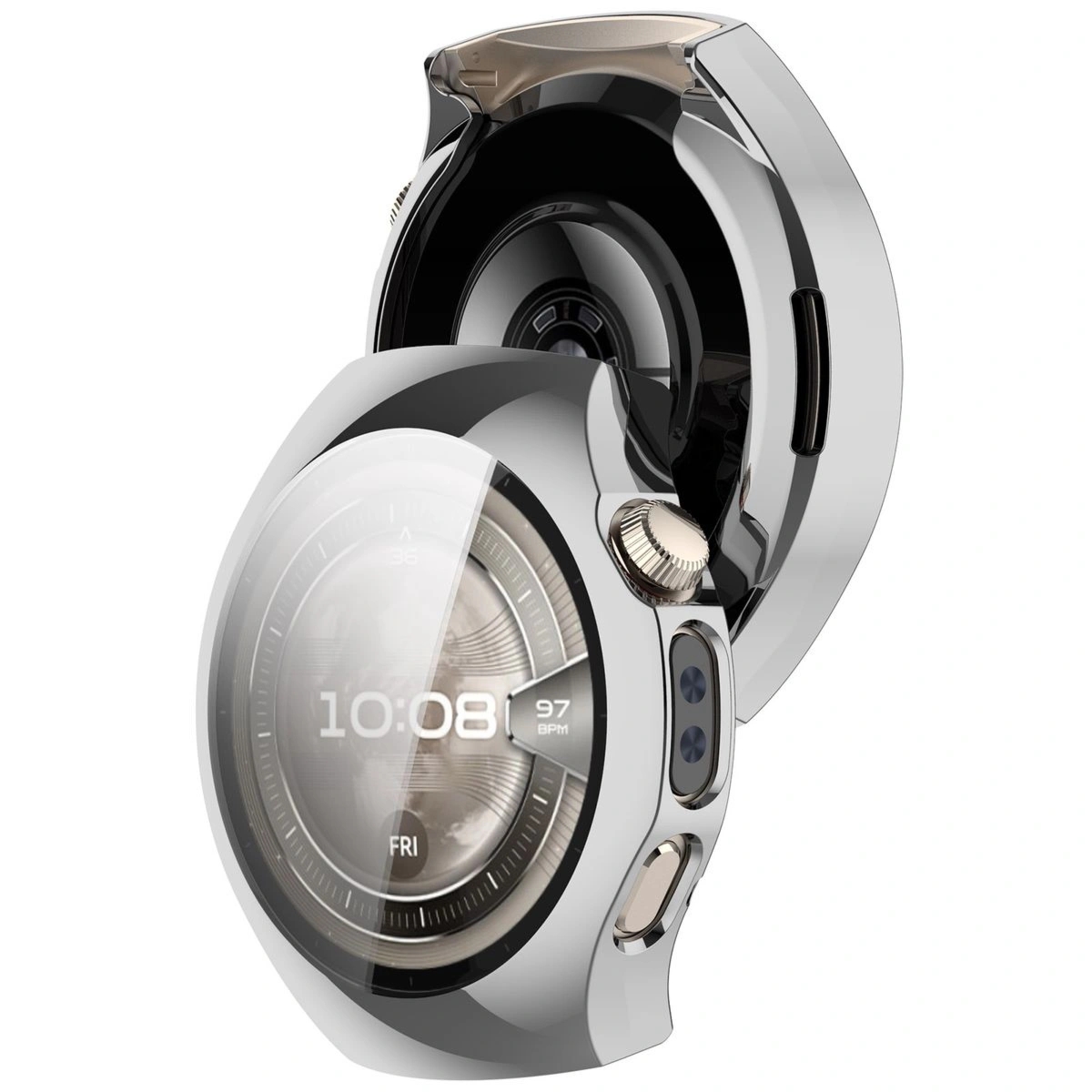 Etui z osłoną ekranu Bizon Case Watch Felipe do Huawei Watch 5 46mm, srebrne