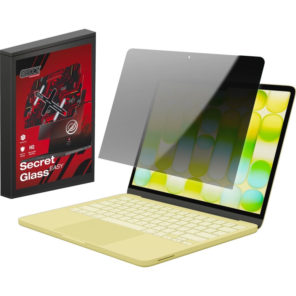 Szkło hybrydowe, prywatyzujące na ekran Grizz SecretGlass Easy do MacBook Neo 13″ A18 Pro 2026 z aplikatorem, matowe