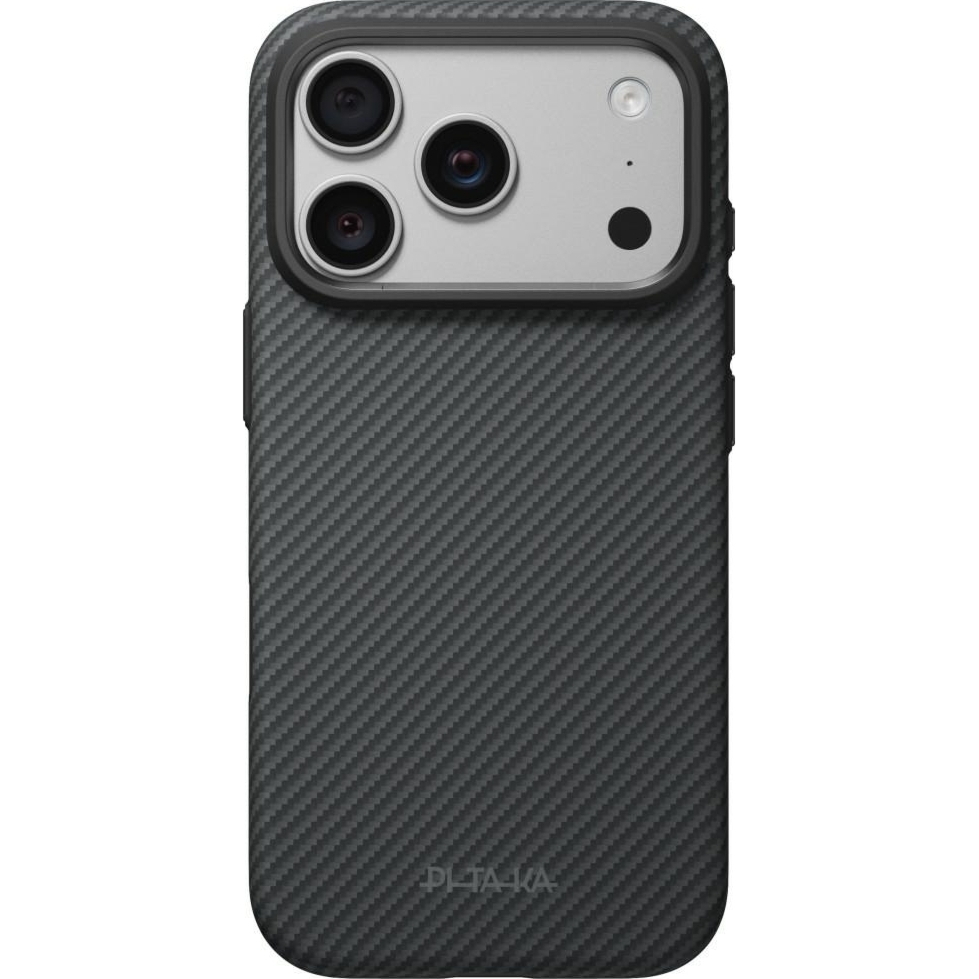 Etui aramidowe Pitaka Summa Case do MagSafe do iPhone 18 Pro / 17 Pro, czarno-szare z kevlarem