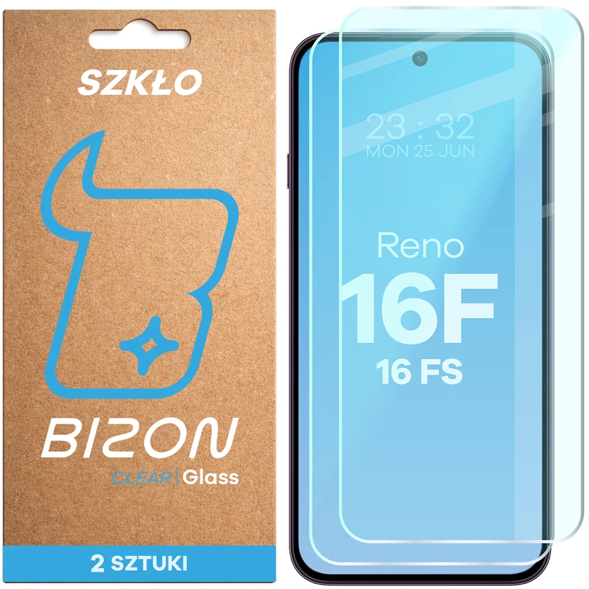 Szkło hartowane Bizon Glass Clear Duo do Oppo Reno16 F / Reno16 FS, 2 sztuki