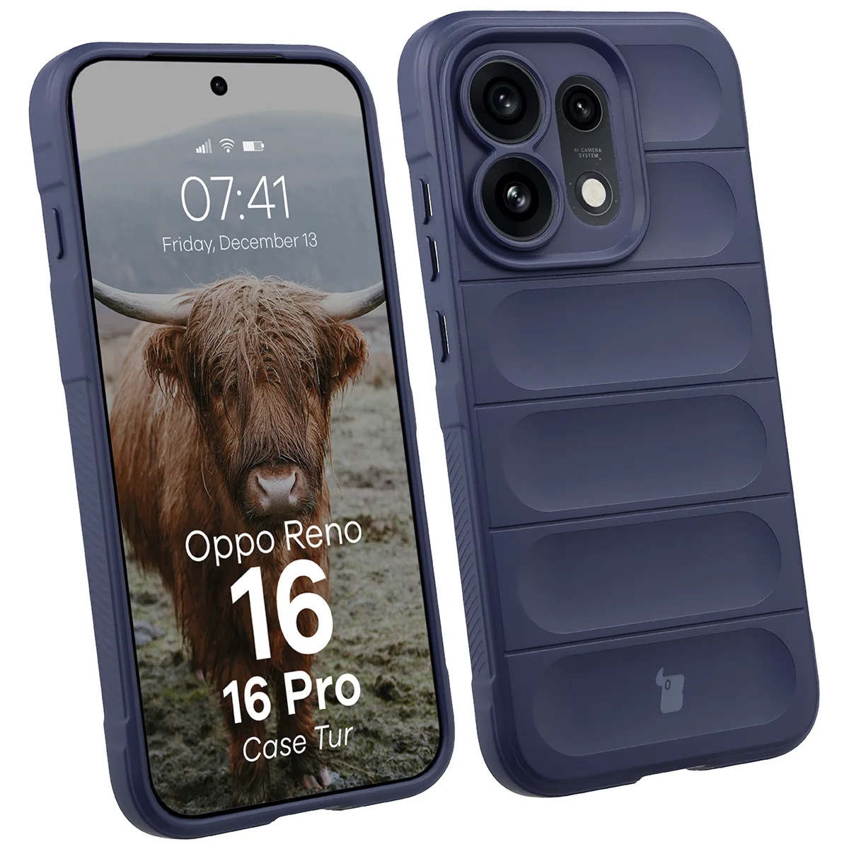 Pancerne etui Bizon Case Tur do Oppo Reno16 / Reno16 Pro 5G, granatowe