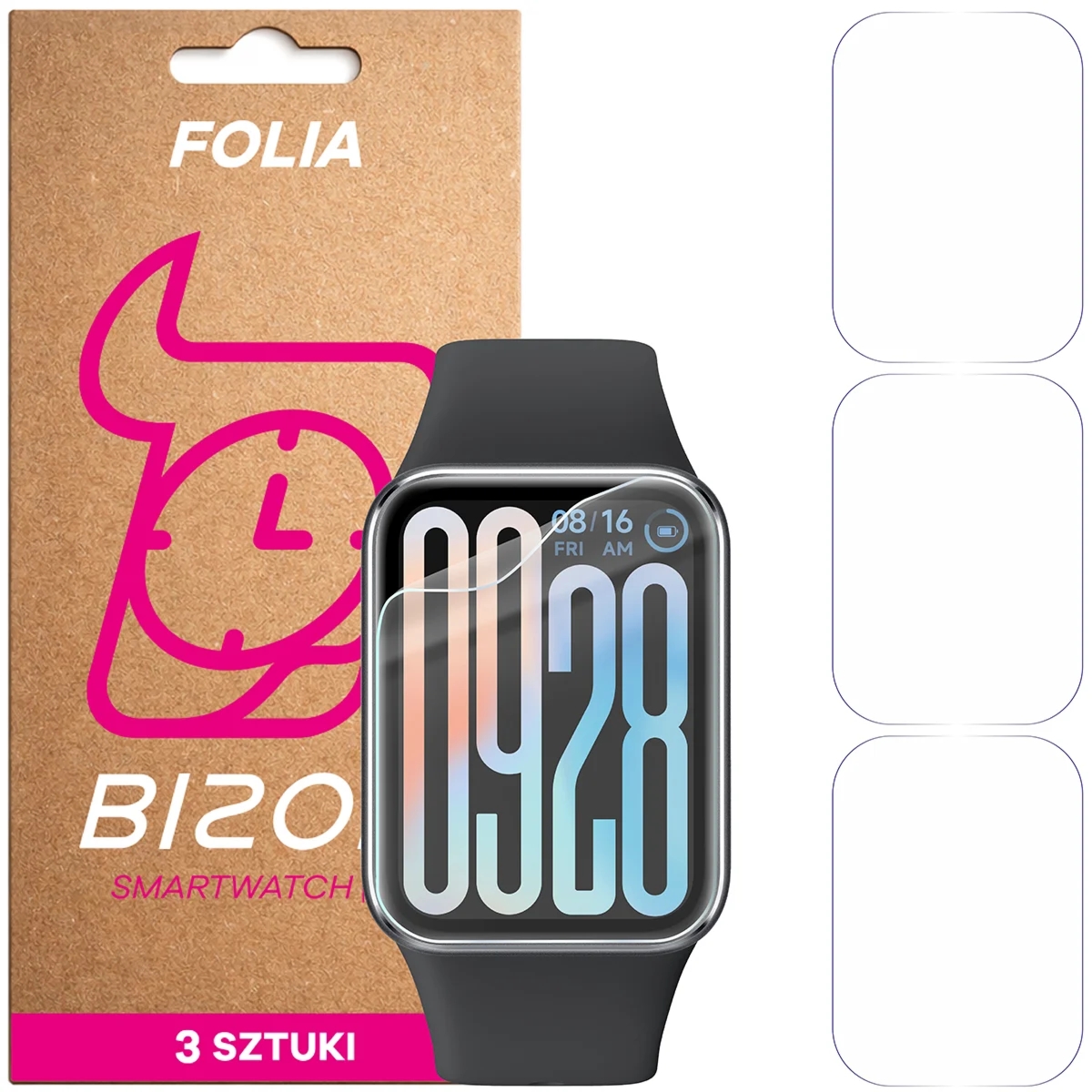 Folia ochronna na ekran zegarka Bizon Watch Film HydroFlex do Xiaomi Smart Band 9 Pro, 3 sztuki
