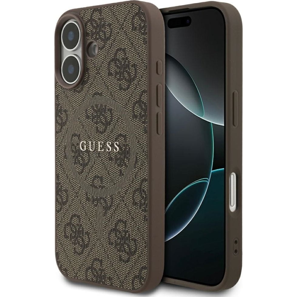 Etui Guess Hardcase 4G Ring Classic Logo do MagSafe do iPhone 17, brązowe