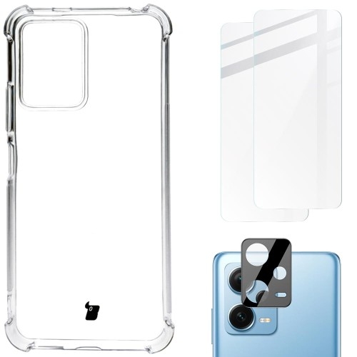 Image of Etui + 2x szkło + obiektyw Bizon Case Clear Pack do Xiaomi POCO X5 / Redmi Note 12 5G, przezroczyste