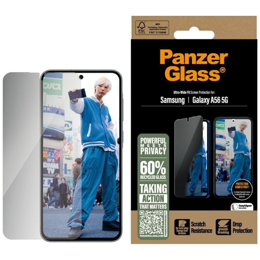 Szkło hartowane na cały ekran PanzerGlass Ultra-Wide Fit Privacy do Galaxy A56 5G, prywatyzujące